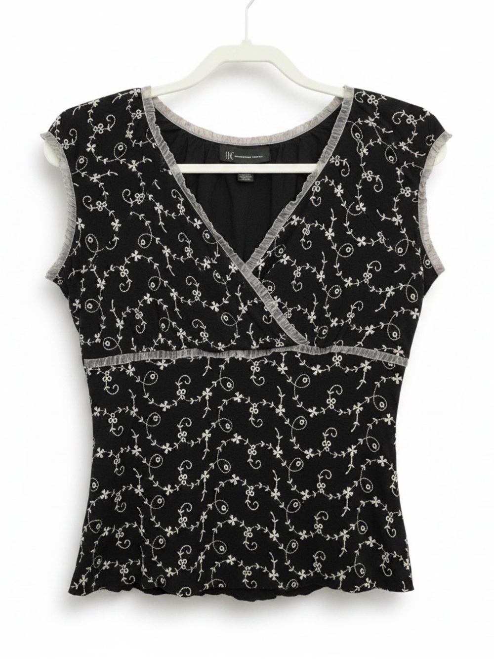 Style & Co Y2K Floral Lace Trim Babydoll Top L